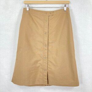 Gap Front Button Lightweight Skirt Midi Cotton Blend Minimalist Preppy School 6
